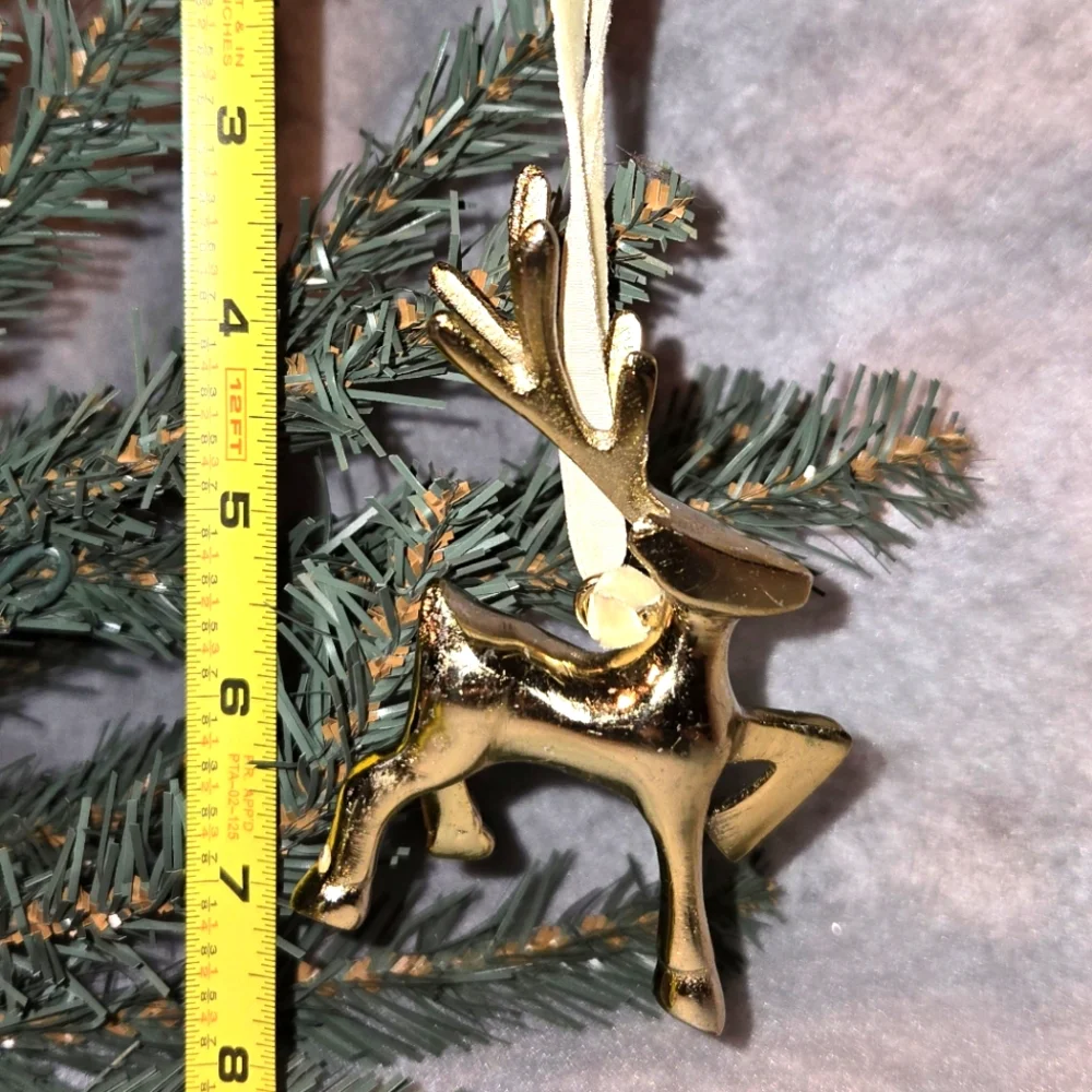VTG 90s Brass Reindeer Christmas Ornament 4